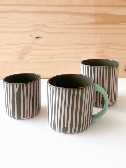 Moss and Pink Drip Cups